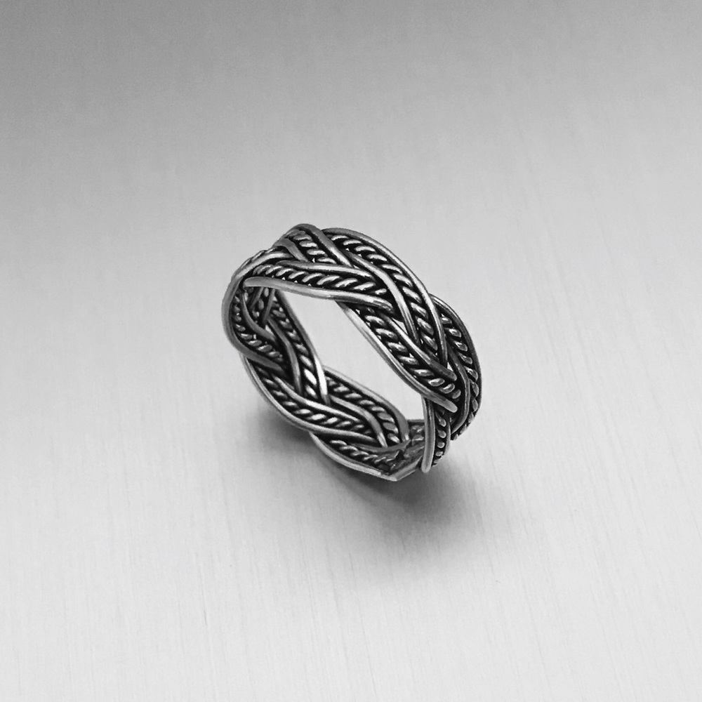 Sterling Silver Weave Band Ring, Dainty Braids Silver Rings, Braided Jewelry